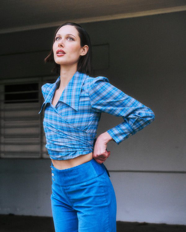 Blusa Gal celeste tartan