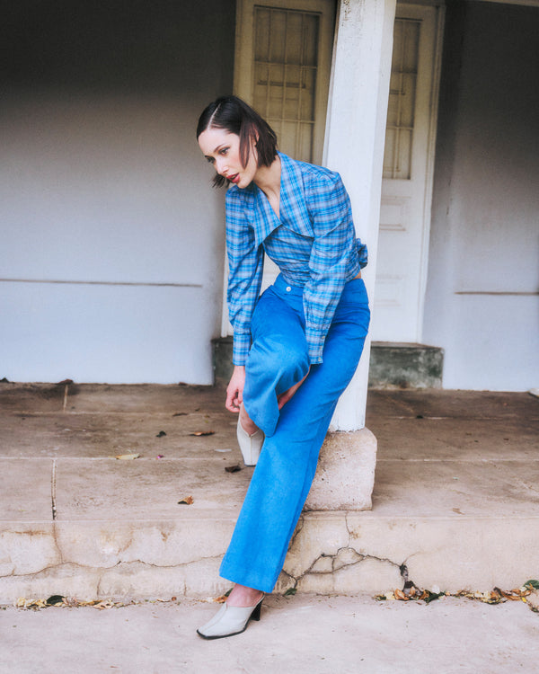 Blusa Gal celeste tartan
